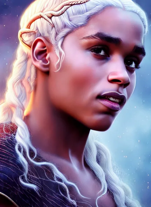 Image similar to photo of a gorgeous young lebron james, lebrone james as daenerys targaryen in the style of stefan kostic, realistic, professionally, professionally color graded, half body shot, sharp focus, 8 k high definition, insanely detailed, intricate, elegant, art by stanley lau and artgerm