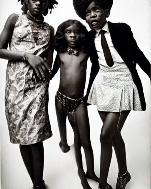 Prompt: The Glorious Young Eccentrics of Harlem, c1970, photography by Annie Liebowitz