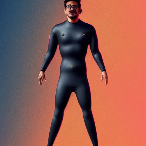 Image similar to portrait of markiplier wearing a skintight suit, an ultrafine hyperdetailed illustration by tooth wu and wlop and beeple and greg rutkowski, trending on artstation, highly detailed, 4 k, 8 k