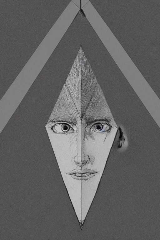 Image similar to portrait of triangle shaped head with single giant flat eye, in the style of Greg Broadmore and Arthur Rackham,trending on artstation, light lighting side view,digital art,surrealism ,macro,blueprint ,vaporwave ,