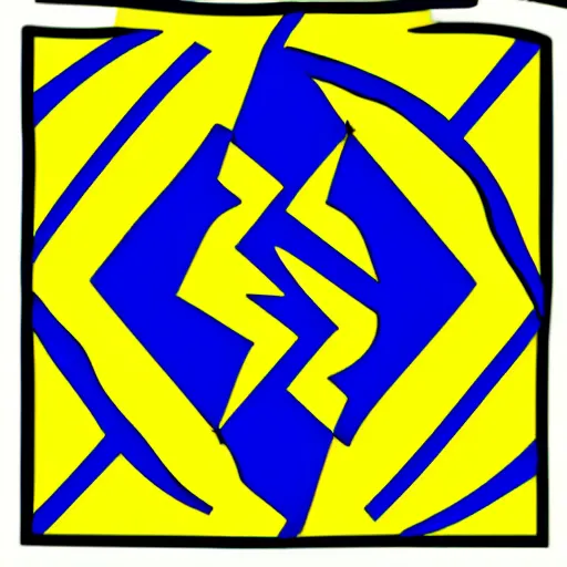 Image similar to A blue and white tricolor flag with a yellow lightning bolt in the middle, vexillogy, svg