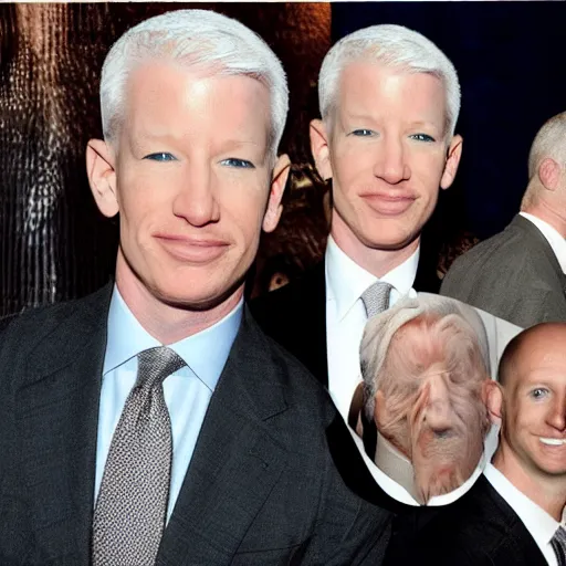 Prompt: anderson cooper with shrew - like facial features
