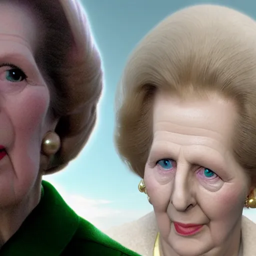 Image similar to Margaret Thatcher with hulk's body, realistic artstyle, wide shot, dramatic lighting, octane render, hyperrealistic, high quality, highly detailed, HD, beautiful, cinematic, 8k, unreal engine, facial accuracy, symmetrical