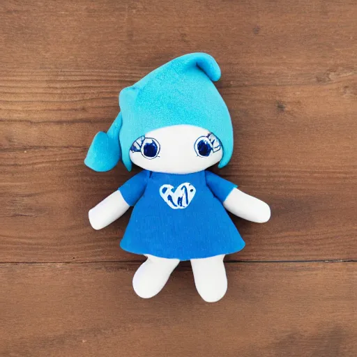 Image similar to blue'snappy gifts'logo doll in magical forest, gifts, dark atmosphere, high detail, soft lighting, 8 k