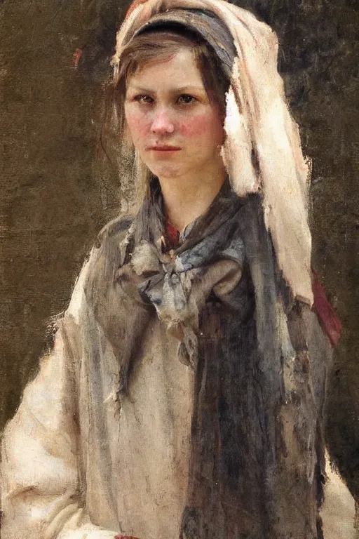 Image similar to Richard Schmid and Jeremy Lipking and Antonio Rotta full length portrait painting of a young beautiful traditonal bible character woman