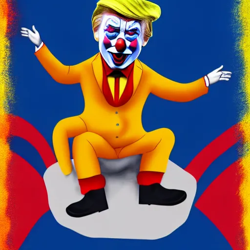 Image similar to donald trump as clown on the day of childbirth, highly detailed, digital art, 4 k