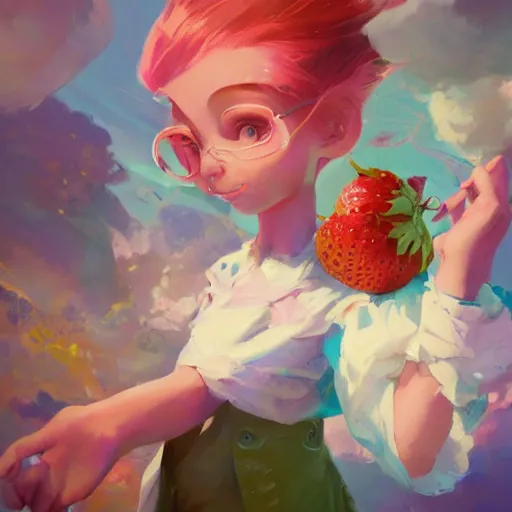 Image similar to painted portrait of a strawberry shortcake, fantastically pastel colors, octane render, matte painting concept art, official fanart behance hd artstation by jesper elsing, by rhads and makoto shinkai and lois van baarle and ilya kuvshinov and rossdraws