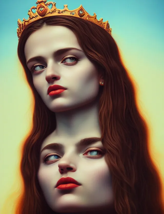 Image similar to blurred background. close-up portrait of a goddess in crown, by Alex Gross, Afarin Sajedi and Alena Aenami. unreal engine