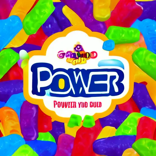 Prompt: power up gummy bear logo