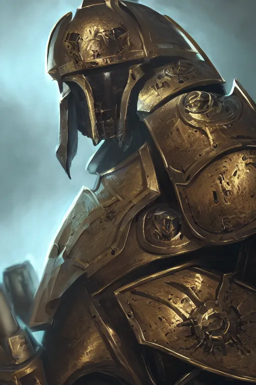 Image similar to armor portrait heros warhammer 4 0 k horus heresy fanart - the primarchs emperor by johannes helgeson animated with vfx concept artist & illustrator global illumination ray tracing hdr fanart arstation zbrush central hardmesh 8 k octane renderer