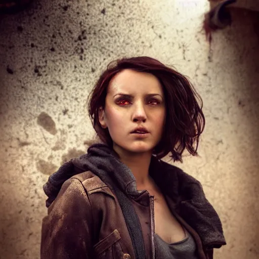 Image similar to fallout 5, charismatic beautiful rugged brunette female protagonist, portrait, outdoors in front of the entrance to vault 1 5 6, atmospheric lighting, painted, intricate, volumetric lighting, beautiful, daytime, sunny weather, slight overcast, sharp focus, deep colours, ultra detailed, by leesha hannigan, ross tran, thierry doizon, kai carpenter, ignacio fernandez rios