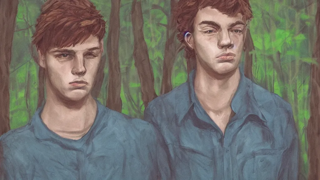 Image similar to forestpunk illusive portrait of a sad young dude 2 3 years old