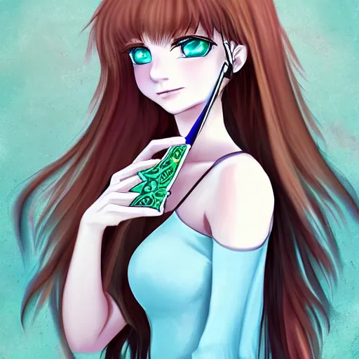 Image similar to portrait of a cute beautiful girl holding a balisong, anime digital art, creepy