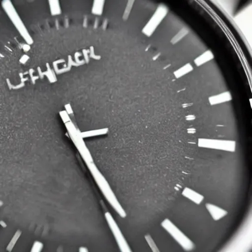 Prompt: close up image of a nuclear powered wrist watch