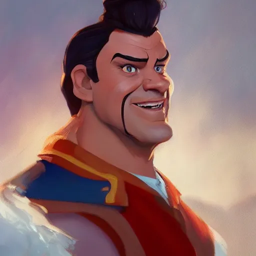 Image similar to disney gaston by greg rutkowski, featured on artstation