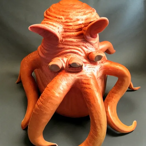 Image similar to sculpture of a pig - octopus, work in progress