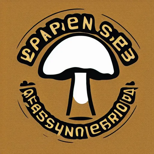 Image similar to spencers shroomery logo. mushroom theme, transcendent style, by aaron draplin