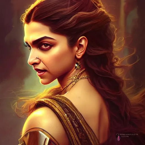 Prompt: beautiful young teen deepika padukone, closeup, D&D, fantasy, intricate, elegant, highly detailed, digital painting, artstation, concept art, matte, sharp focus, illustration, art by Artgerm and Greg Rutkowski and Alphonse Mucha