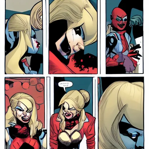 Prompt: in the style of rafael albuquerque comic art, harley quinn and her maniacal plans.