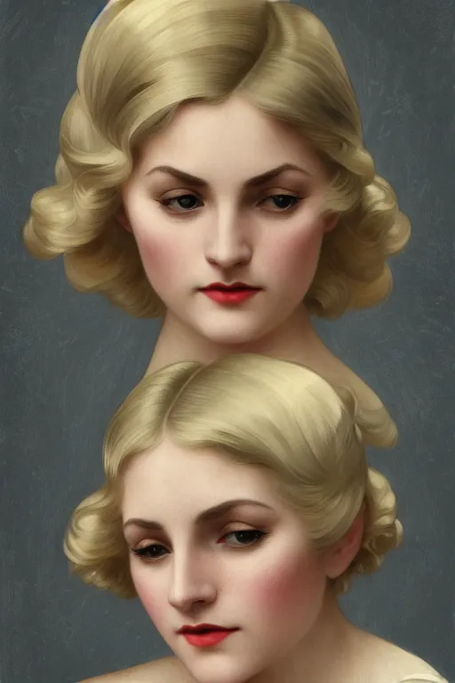 Image similar to high angle photo of a beautiful blonde woman from 2 0 s decade of 1 8 0 0 century with green eyes, gloomy atmosphere, film noir realistic, sharp focus, 8 k high definition, insanely detailed, artstation, concept art, smooth, sharp focus, illustration, art by artgerm and vargas and alphonse mucha and william - adolphe bouguereau