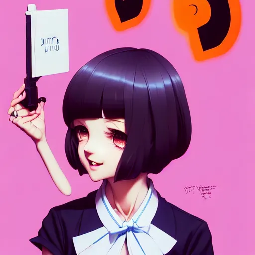 Image similar to a cute devout christian ditsy psychotic waitress mocks you, art by ilya kuvshinov and lois van baarle and ross tran, range murata, artgerm, norman rockwell, andy warhol, digital art, highly detailed, intricate, sharp focus, trending on artstation hq, deviantart, pinterest, ue 5, 4 k uhd img