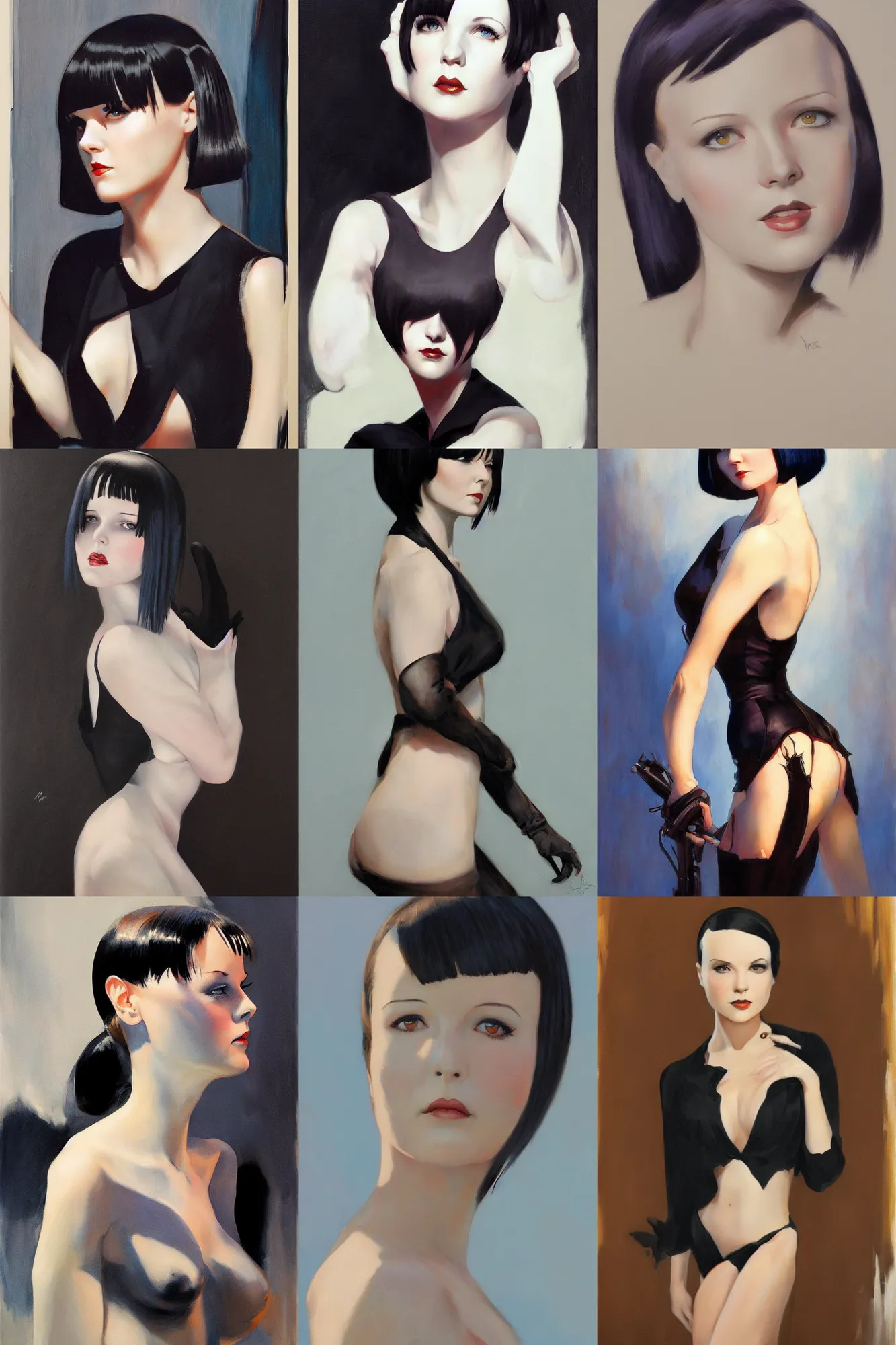 Prompt: mary louise brooks, painting by rob rey and jesper ejsing, artstation, back lit