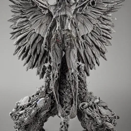 Prompt: inside of bird angel anatomy, highly detailed sculpture, anatomical, ommatidia, post - processing, intricate detailed, dom qwek, darren bartley, james jean