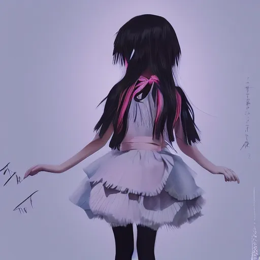 Image similar to little girl wearing an dress made of feathers, anime style, art by ilya kuvshinov, 8 k, concept art, gracious, realistic