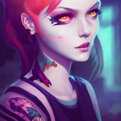 Image similar to a portrait of a beautiful punkrock girl, art by lois van baarle and loish and ross tran and rossdraws and sam yang and samdoesarts and artgerm, digital art, highly detailed, intricate, sharp focus, Trending on Artstation HQ, deviantart, unreal engine 5, 4K UHD image