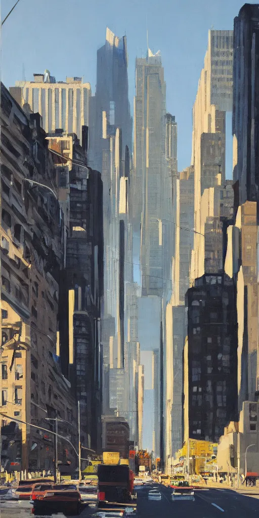 Image similar to city morning ben aronson matte painting