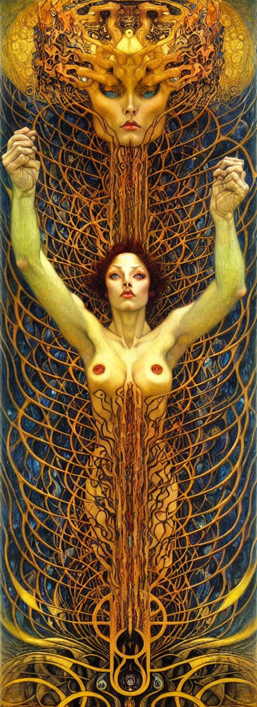 Image similar to Divine Chaos Engine by Karol Bak, Jean Delville, William Blake, Gustav Klimt, and Vincent Van Gogh, symbolist, visionary