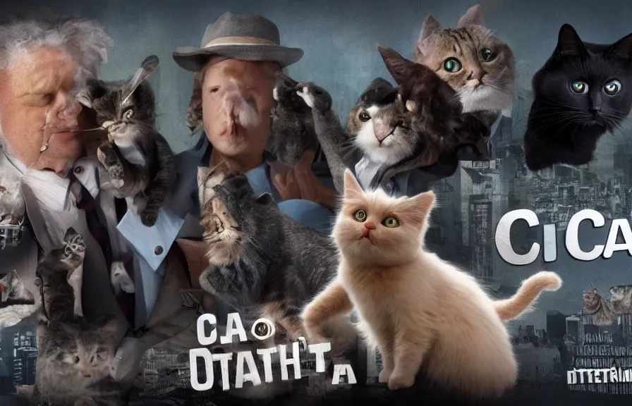 Prompt: 8 k uhd a detective trying to figure out how cat memes work, hollywood movie screenshot,