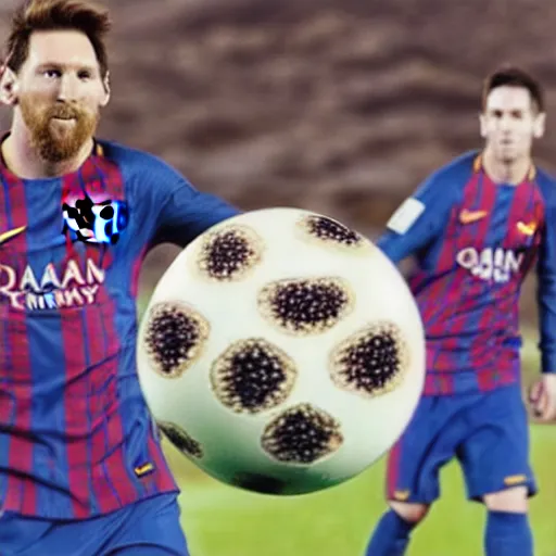 Prompt: “Messi playing with kiwis 4K detailed”