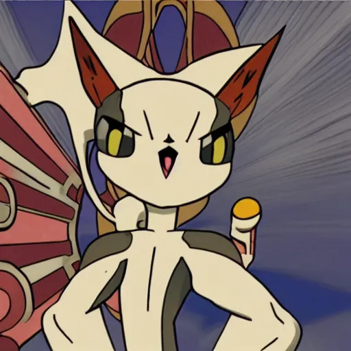 Prompt: photo of meowth from pokemon crucifixion