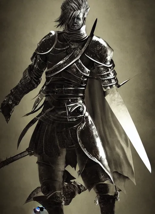 Image similar to portrait david bowie, dark souls style, warrior, gael knight, ashen warrior, detailed portrait