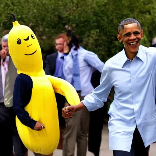 Prompt: barack obama wearing a banana costume