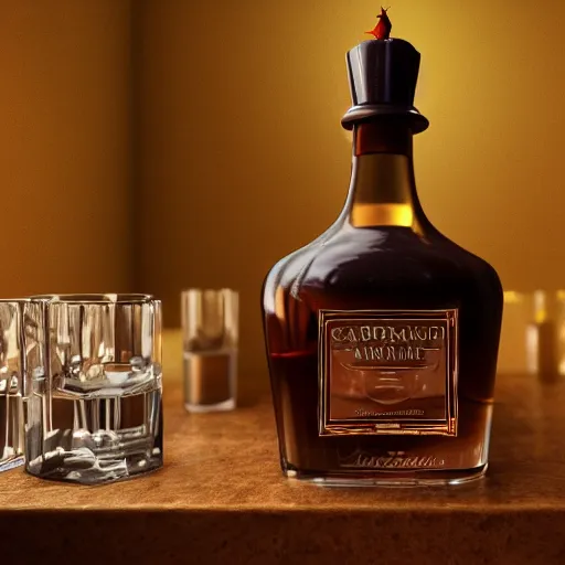 Prompt: a photorealistic image of Cardinal Du Four drinking Armagnac from a decanter Trending on Artstation, featured on Behance, well-rendered, Unreal Engine, 4K HD