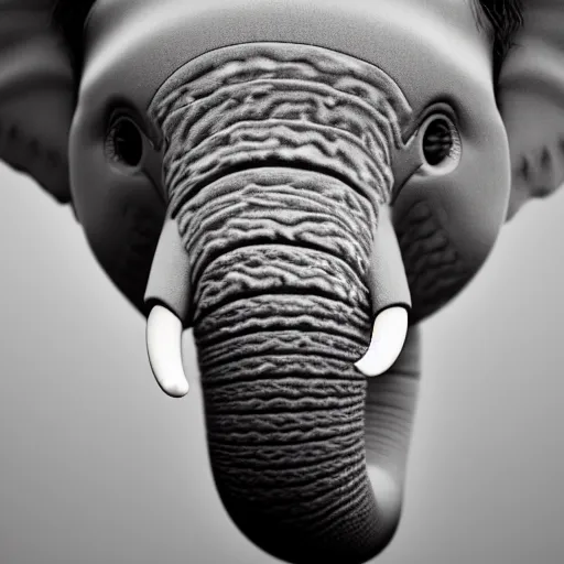 Image similar to a closeup photorealistic photograph of a cute smiling knitted baby elephant, professional capture, well lit shot. this 4 k hd image is trending on artstation, featured on behance, well - rendered, extra crisp, features intricate detail, epic composition and the style of unreal engine.