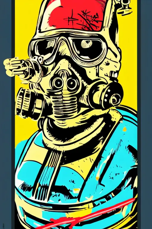 Image similar to fallout 7 6 retro futurist illustration art by butcher billy, sticker, colorful, illustration, highly detailed, simple, smooth and clean vector curves, no jagged lines, vector art, smooth andy warhol style