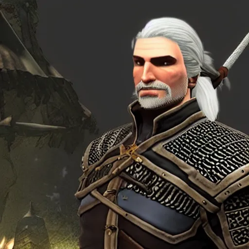 Image similar to screenshot from geralt of rivia in super smash bros