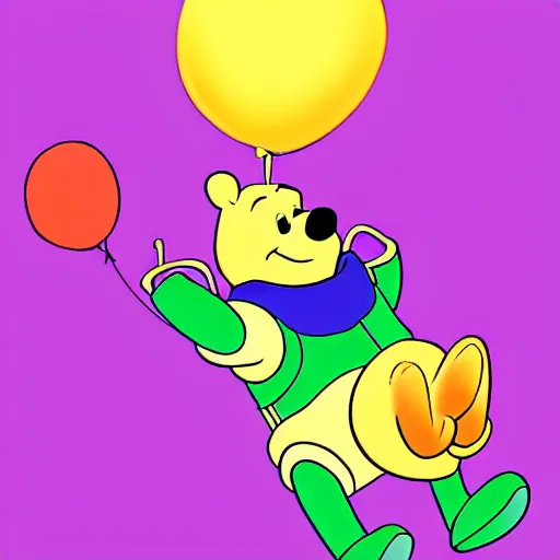 Image similar to illustration of Winnie the Pooh as Buzz Lightyear, pastel colors