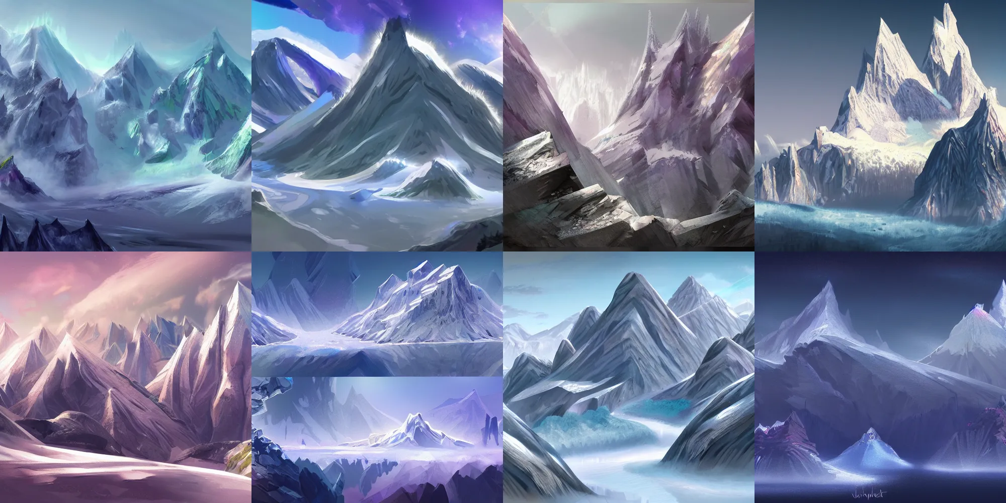 Prompt: crystal mountains, professional concept art