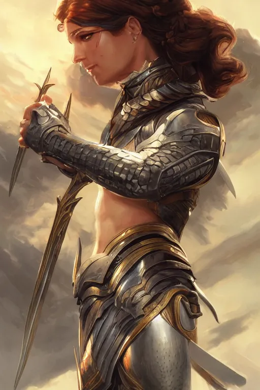 Image similar to amazon valkyrie athena, d & d, fantasy, portrait, highly detailed, headshot, digital painting, trending on artstation, concept art, sharp focus, illustration, art by artgerm and greg rutkowski and magali villeneuve