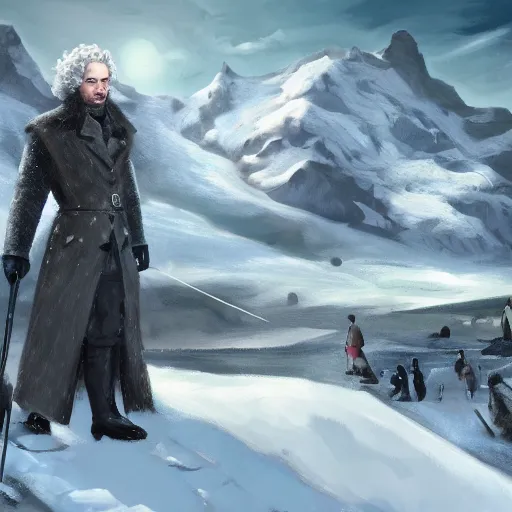 Prompt: john snow in an amazing and beautiful landscape, artstation