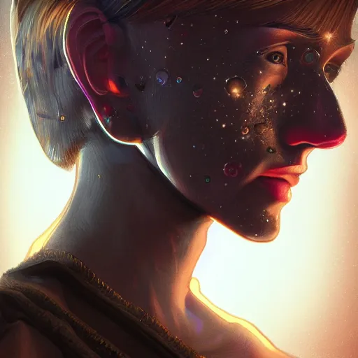 Image similar to detailed portrait of an interdimensional traveler. extremely detailed. beautiful lighting. trending on artstation.