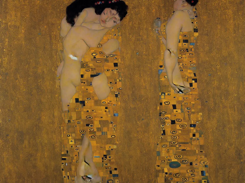 Image similar to Gustav Klimt painting of female figure