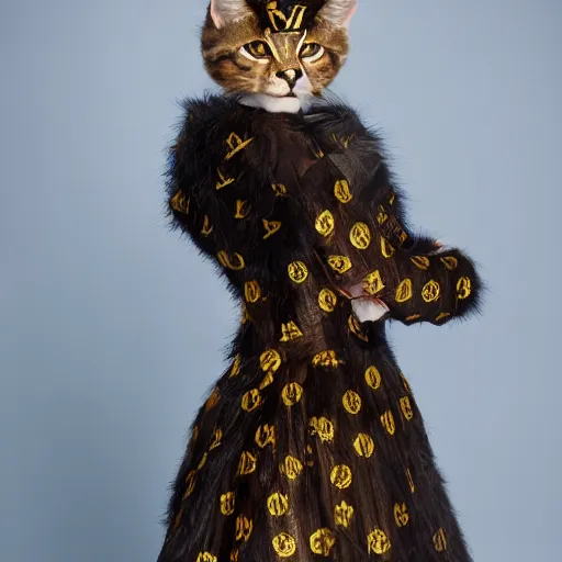 Prompt: a costume exclusively designed by louis vuitton for catgirls, luxury, expensive, high fashion, furry, photo portrait, symmetry, awesome exposition, very detailed, highly accurate, professional lighting diffracted lightrays, 8 k, sense of awe