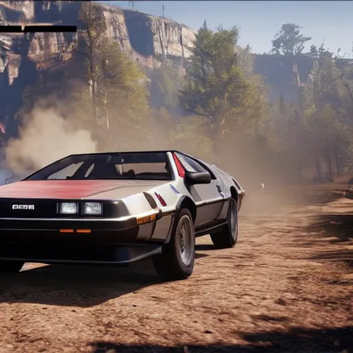 Prompt: delorean in red dead redemption 2