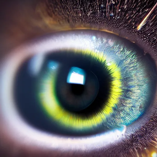 Image similar to microscopic view of a cat's eye reflecting the universe