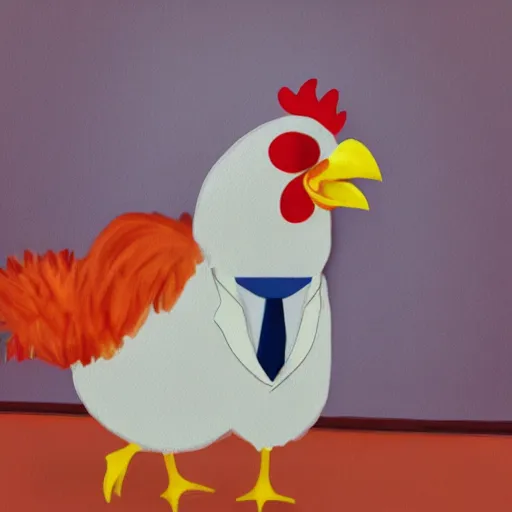 Image similar to a high quality photo of a chicken wearing a suit, Romanticism, 8k